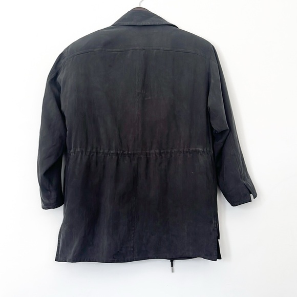 Vintage Anne Klein Silk Utility Trench Coat Jacket - Picture 2 of 6